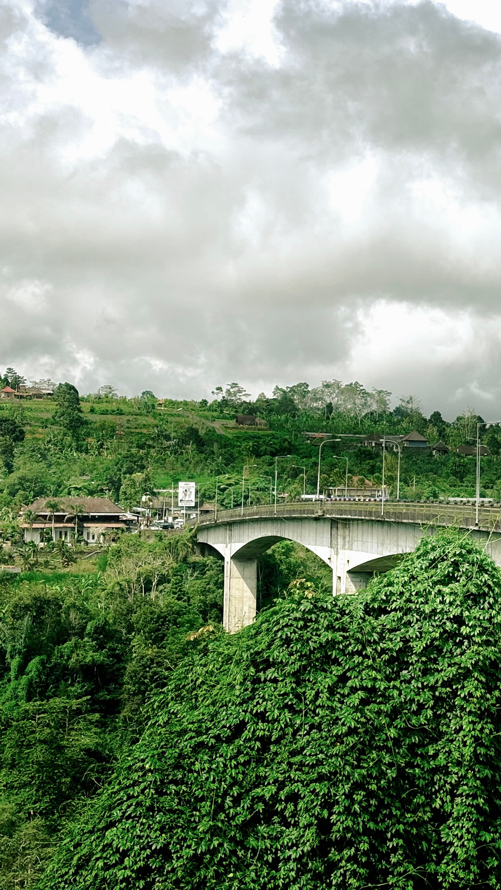 Detail struktur Jembatan Tukad Bangkung dari bawah lembah